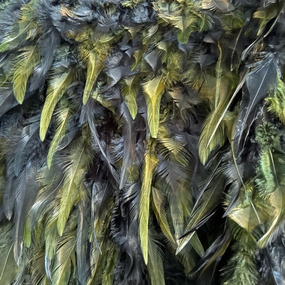 Alice + Olivia Feathered Mini Skirt - Black and Green - Picture 2 of 4